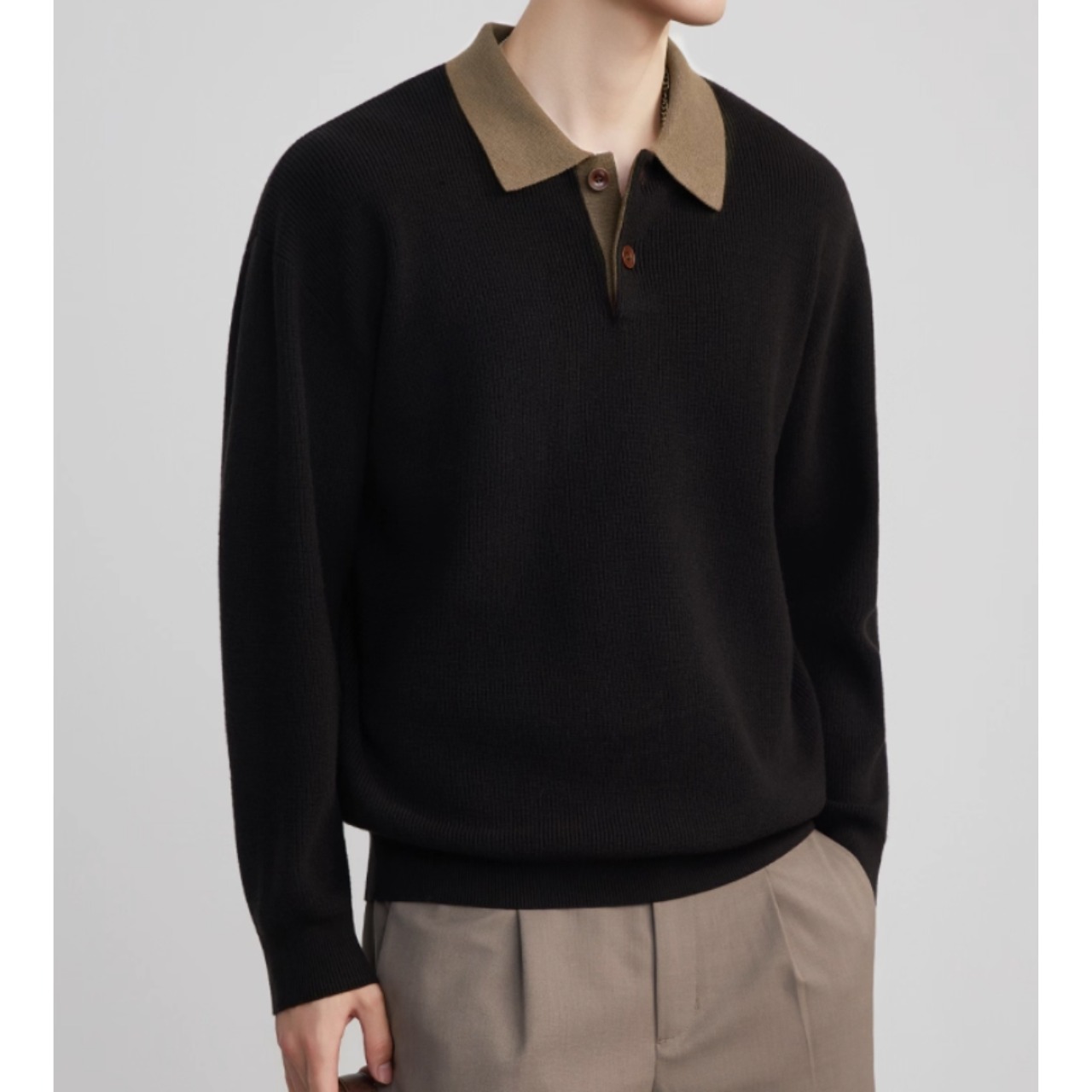 オープンカラー ポロシャツニット af0401