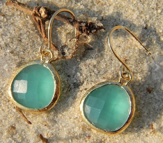 Aqua Blue Dangle pierced earrings