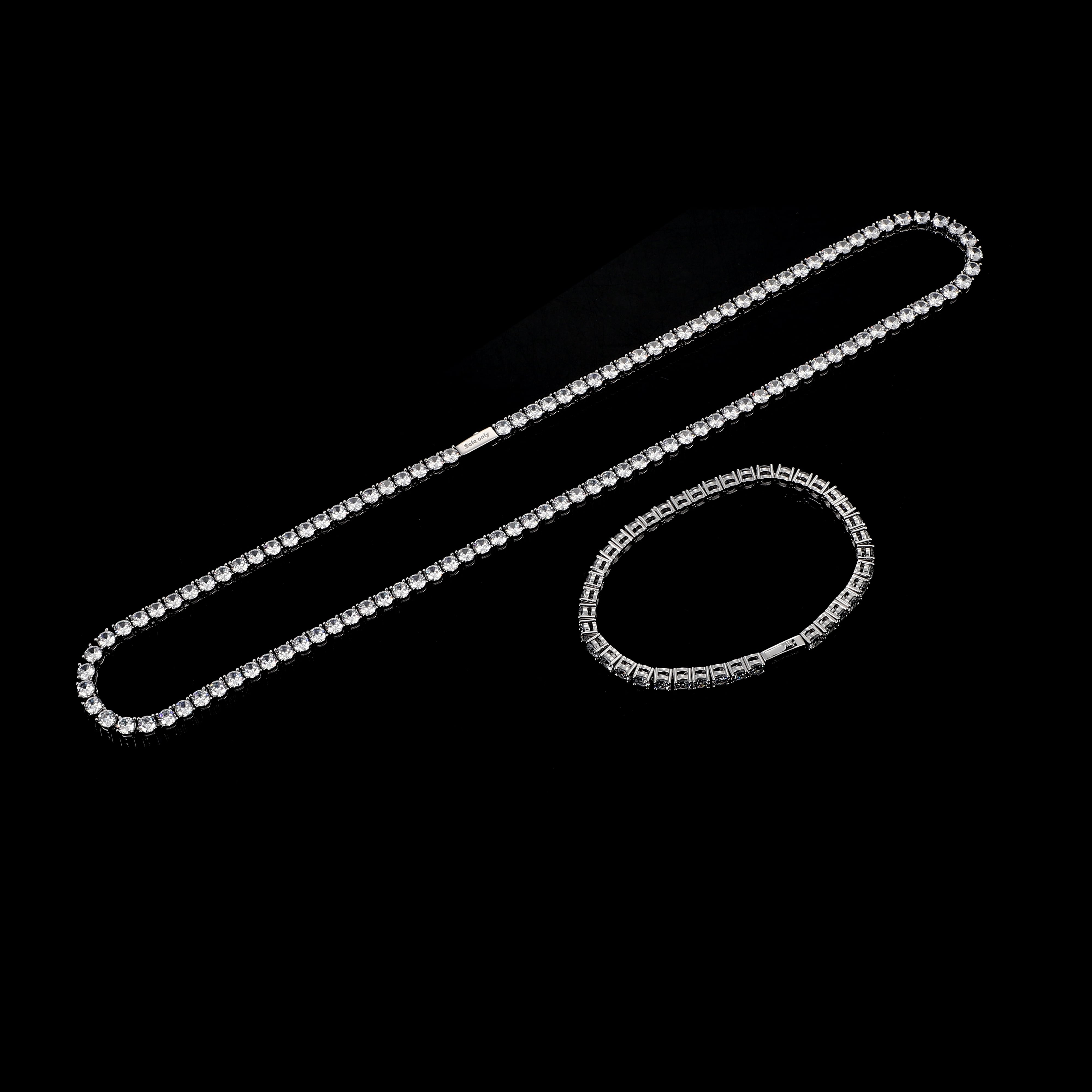 ole only CZ Diamond 4mm Tennis Chain Necklace Silver 16inch | $ole