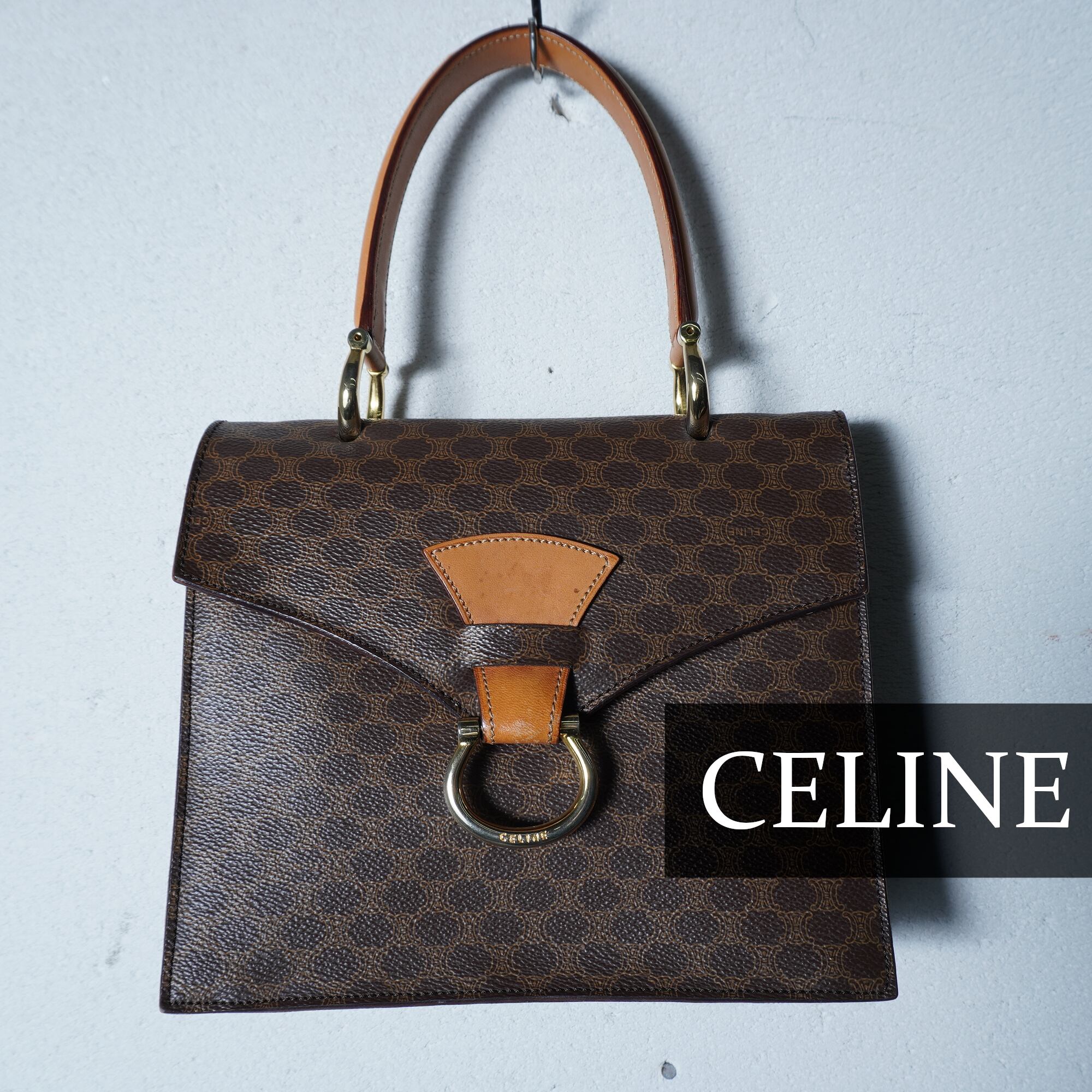 セリーヌ CELINE マカダム柄 ハンドバッグ ミニボストン ハンドバッグ