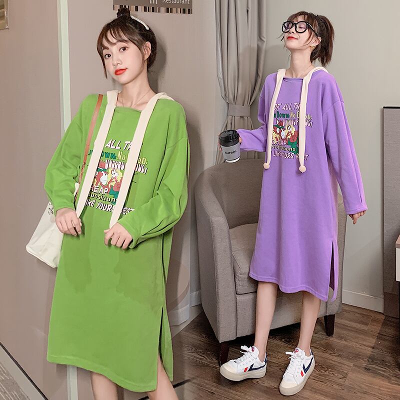 【新作】【送料無料】 マタニティ服綿フード付き襟妊娠中のドレス服妊娠中の女性フローラルミッドロングプラスサイズのドレス コットン 大きめサイズ 花柄 AL expec310386734188