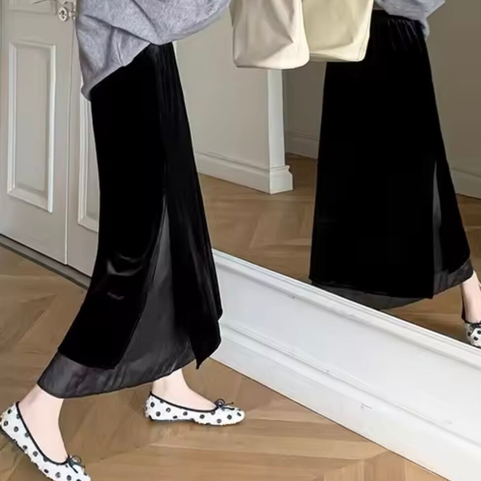 velor slit long skirt