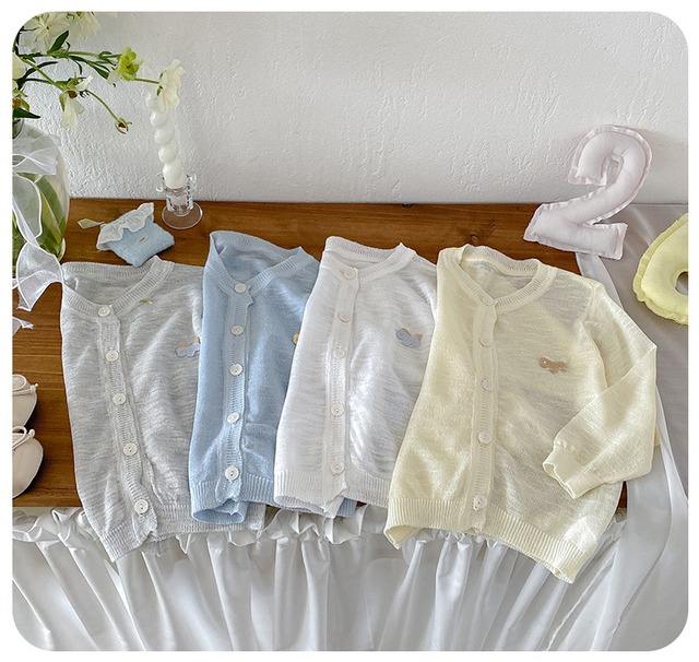【BABY】ミニユニコーン刺繍薄手ニットカーディガン - 14
