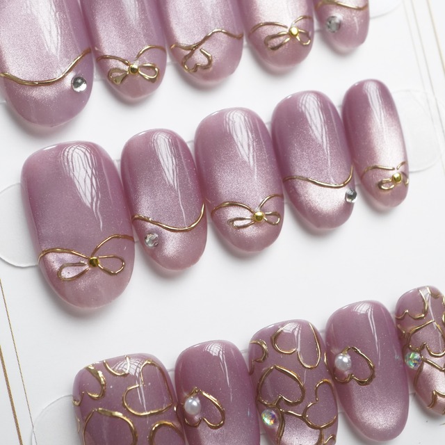 【#831】繰返し使える15枚セット【プレミアム】ネイルチップ／パープル ／ミディアム オーバル ／XY391