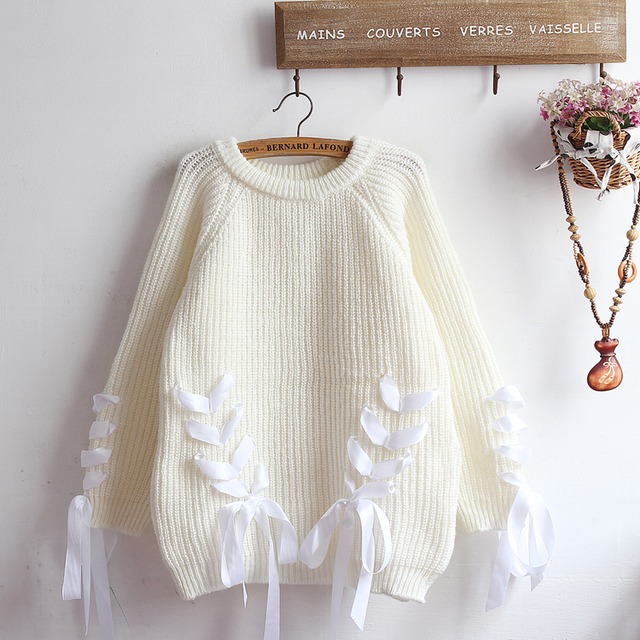編み上げ トップス ニット シンプル かわいい ガーリー 韓国ファッション 春 冬