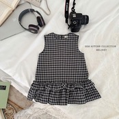 韓国子供服 / 26Autumn / 〖取寄〗Melikey / チェックフリルワンピース / 女子服 *XS~JM*