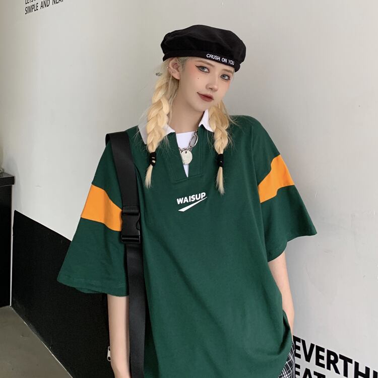 カジュアルスタイルルーズTシャツ シャツ スタンダード レトロ 大きめサイズ かわいい ステッチ ケッペル62603544994