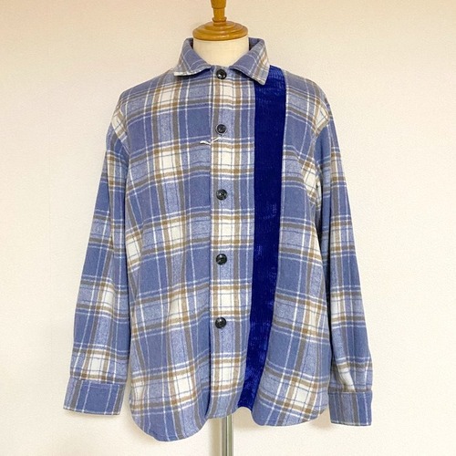 Check Switching Shirts Blouson　Blue / Blue