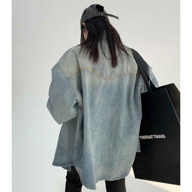 studded design denim shirt　スタッズデザインデニムシャツ　J1566
