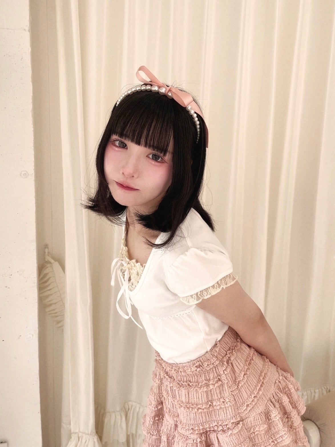 lace layered tops-WHITE