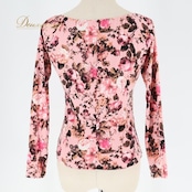 社交ダンス 衣装 トップス ブラウス ピンク系 チャコットロイヤルダンス Chacott ROYAL DANCE 花柄 レッスン 練習 上品 ストレッチ 伸縮 かわいい 落ち着いた色 パーティー 長袖 茶 白 日本製 ブラウン系 ホワイト系