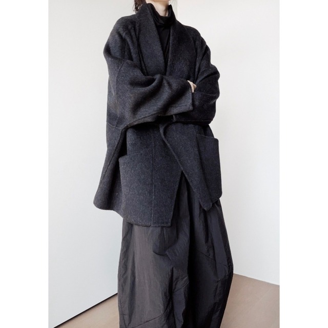 Asymmetric shawl collar coat C1647