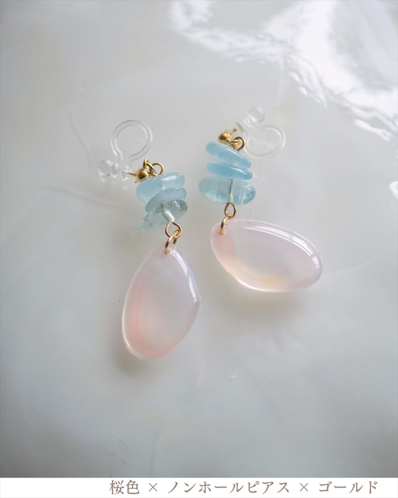 さくらひとえ ピアス・イヤリング 14KGF/SV925 アクアマリン | linodrops
