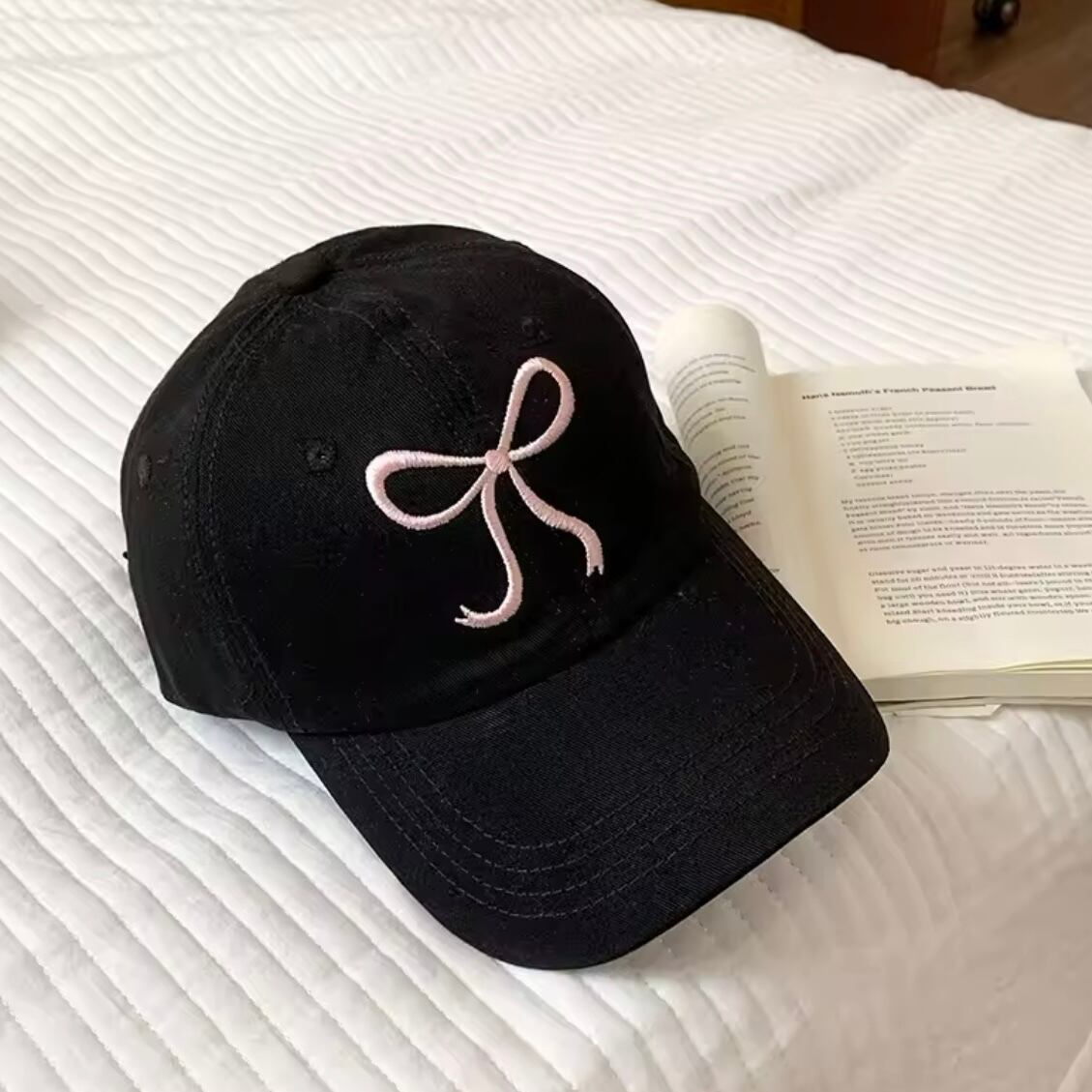 リボン刺繍キャップ