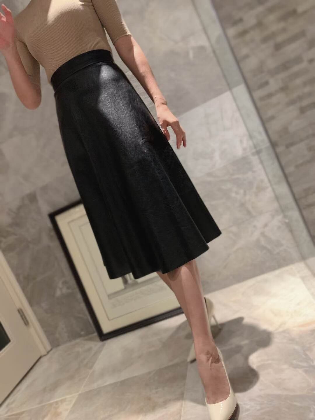 フェイクレザー　フレアスカート　AJ1235-988