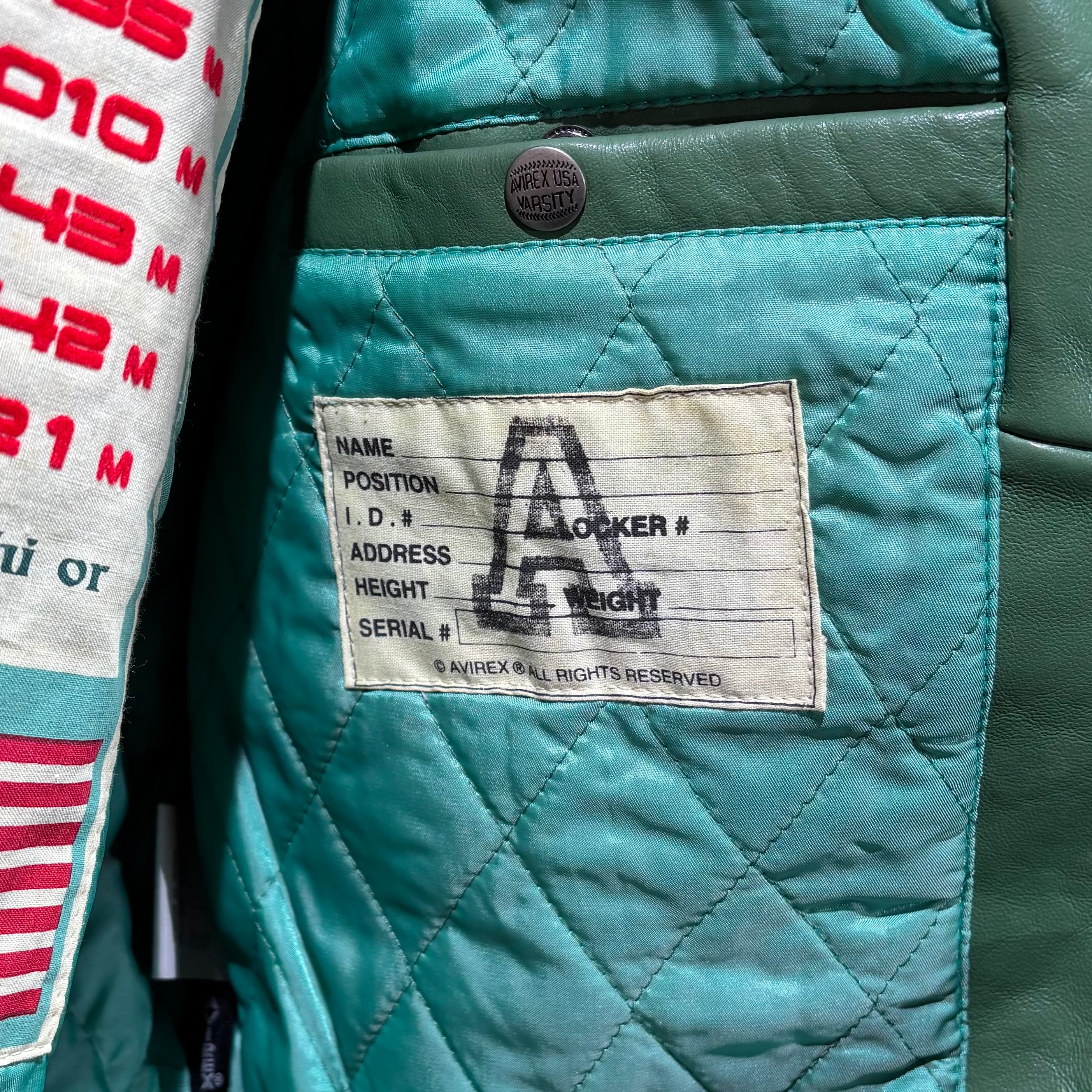 AVIREX USA VARSITY レザージャケット ブルゾン グリーン AVIREX USA VARSITY レザージャケット ブルゾン グリーン