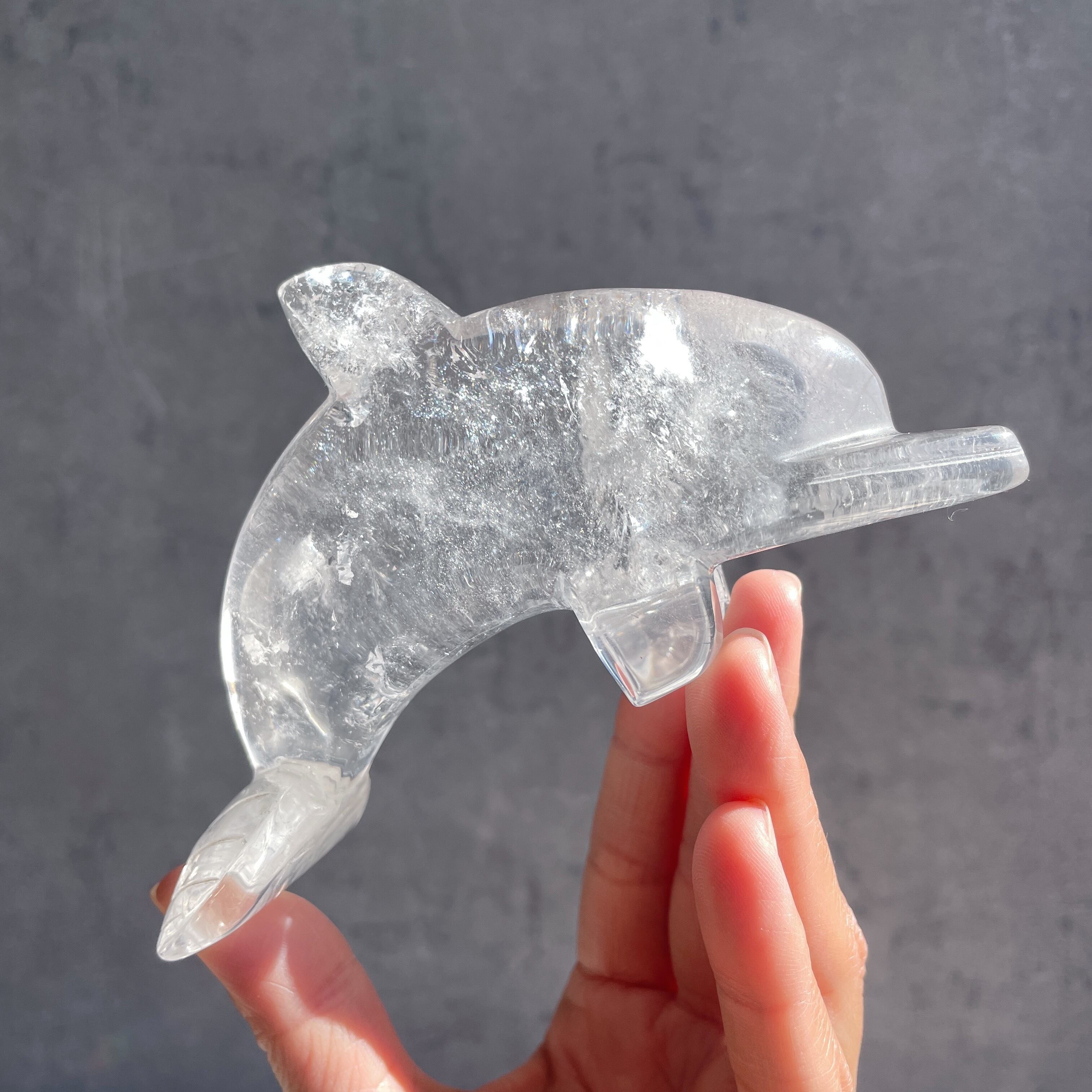 虹しっかり◎ ミナスジェライス産クリアクォーツ イルカ17◇Clear Quartz◇ 天然石・パワーストーン