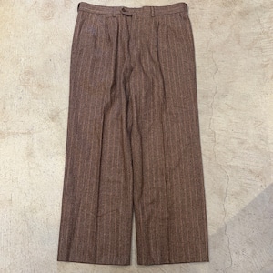 EUROPE WOOL SLACKS STRIPE BROWN