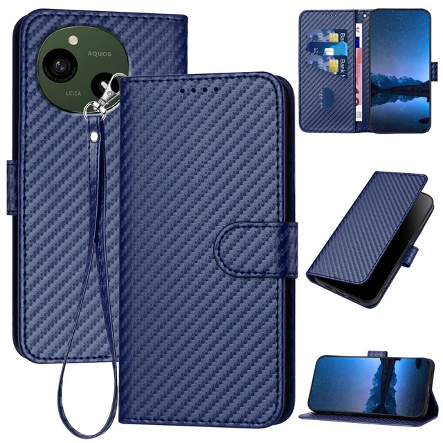 Reddylin 対応 AQUOS R10 ケース 手帳型 AQUOS R9 ケース 手帳型 炭素繊維風 アクオスr9ケース アクオスr10 カバー スタイリッシュでシンプル にあふれた 軽量 薄型 SH-51E SH-51F スマホケース スタンド機能 sh-m28 a401sh 携帯ケース Aquosr10 携帯ケース 感触が心地良い 指紋防止 放熱性能が良好 耐衝撃 -ロイヤルブルー