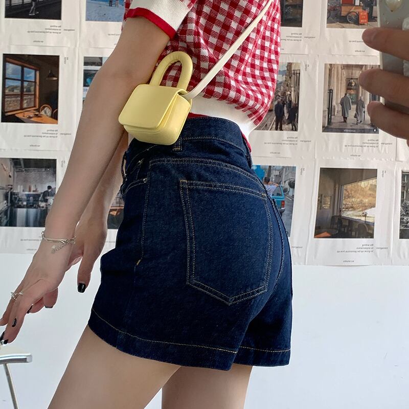 ジーンズ ウェストショーツ サマーパンツ 薄手ダークルーズワイドレッグ 夏物 ブルマー ワイドパンツ ブラックストロベリース43781138247