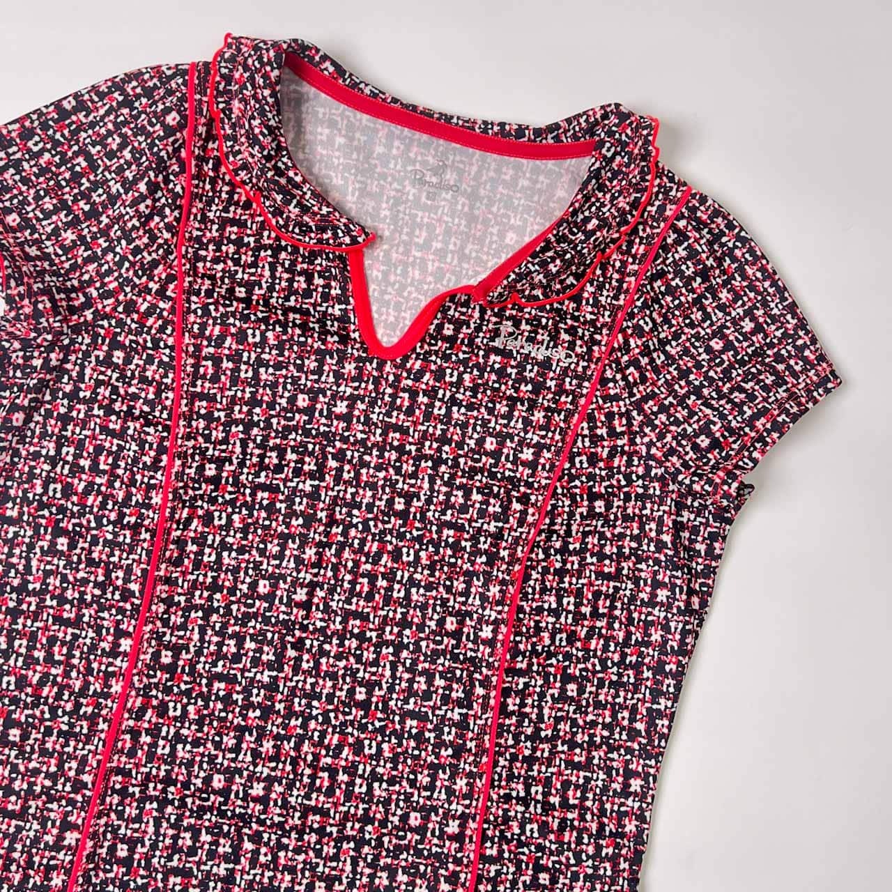 Paradiso パラディーゾ 千鳥柄 スキッパー 半袖 ドライシャツ カットソー S/マルチ レディース ゴルフ