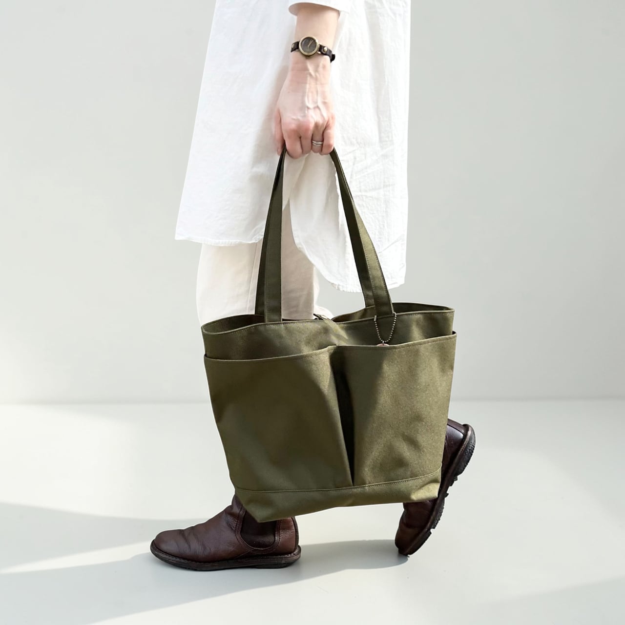 受注製作 MARKT:カーキ(撥水加工ナイロン素材トートバッグ)