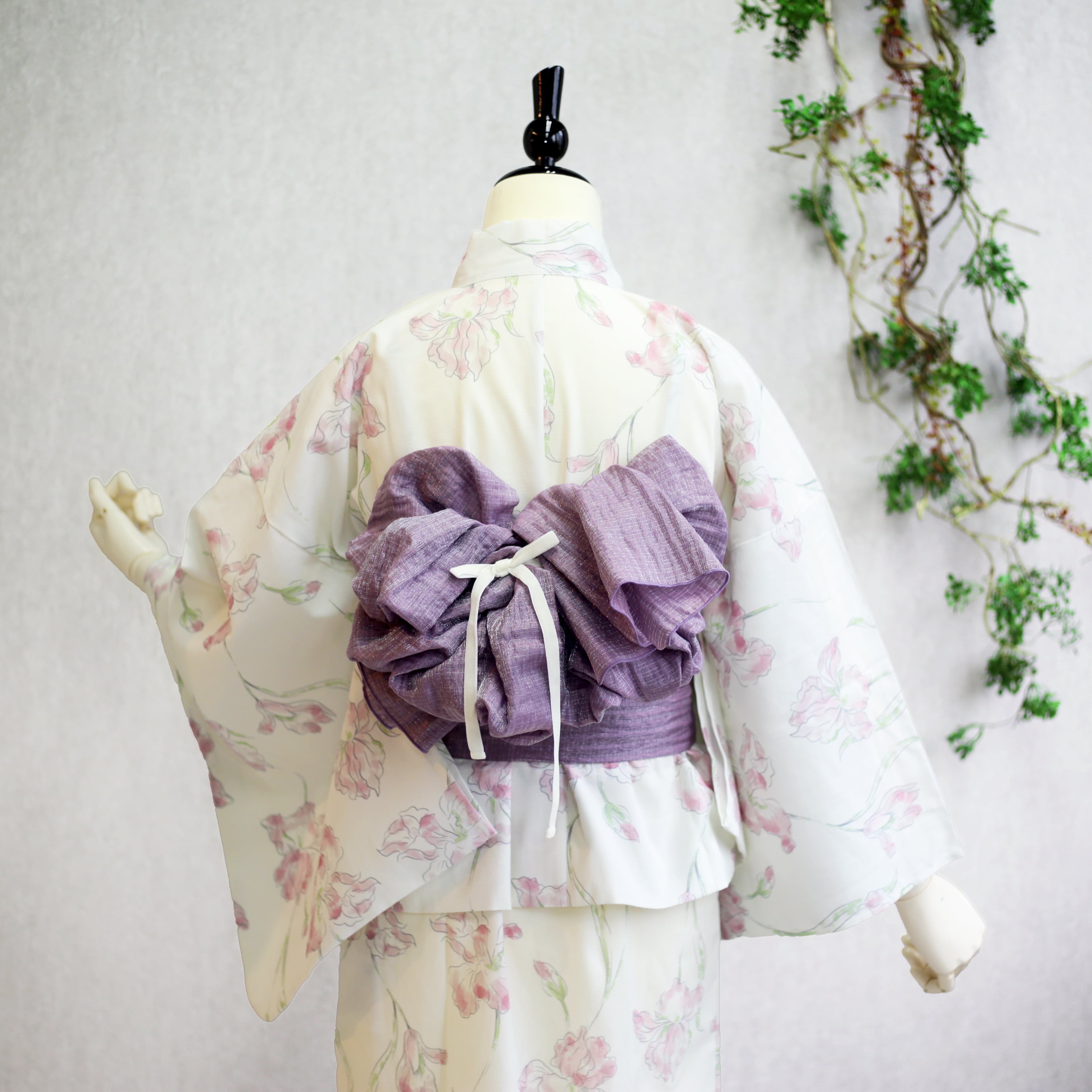 浴衣白ピンク花柄 Dita レディース 浴衣 5点セット ピンク 白 花柄
