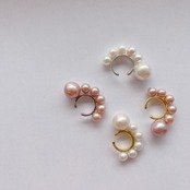 ピンク フープイヤーカフ(片耳)シルバー