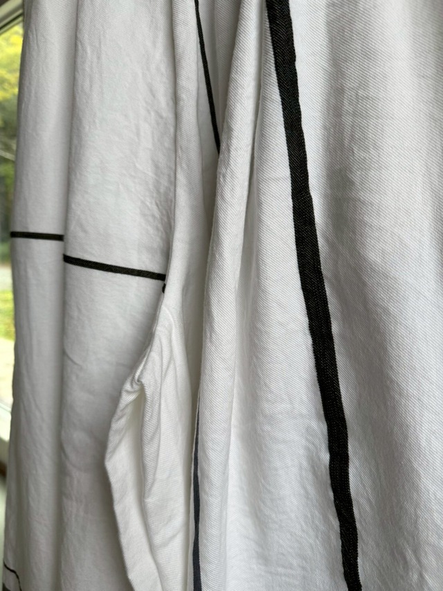 4) ワイドパンツ ロング ポケット コットン  WH/NV●  玉木新雌 tamaki niime