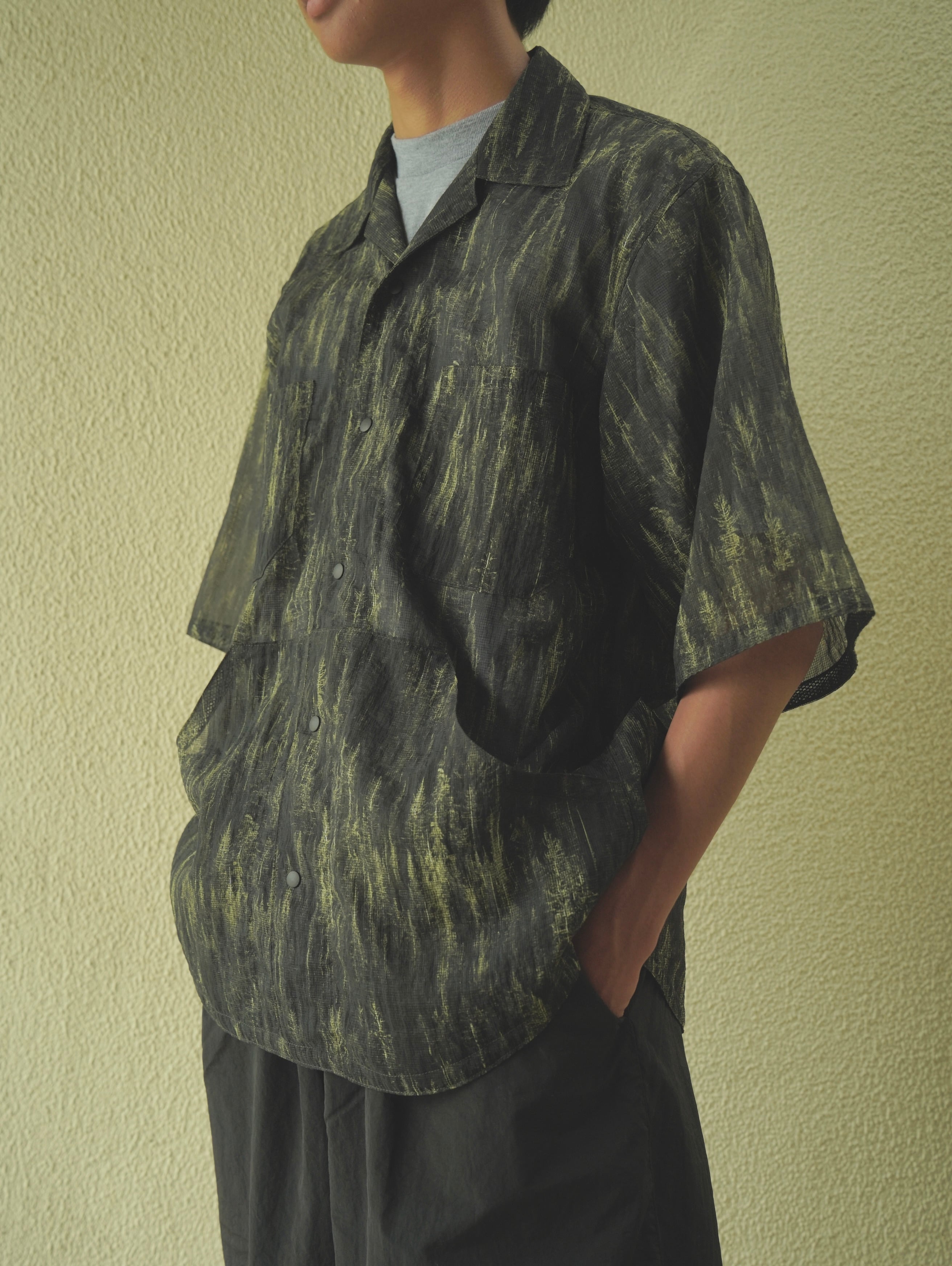 MSH-5C NYLON MESH HALF SLEEVE SHIRT #KHK.M カーキフォレスト