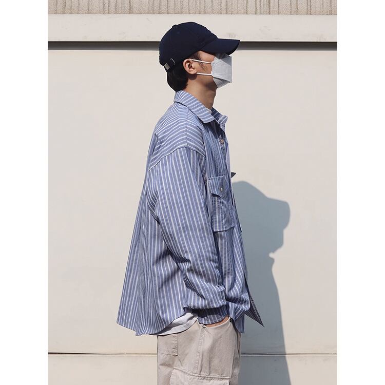★STRIPED RETRO WORK SHIRT　　　A0811