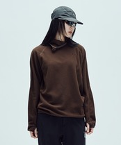 CALORA FLEECE HOODED PULLOVER_DARK BROWN