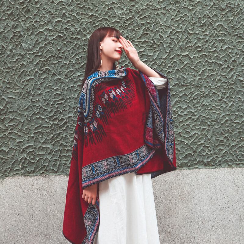 秋冬休暇旅行ポグラフィー模造カシミヤトーテムプリント暖かいショールエスニックスタイルレトロスカーフビッグスカーフ 延命家ファッション40119454799