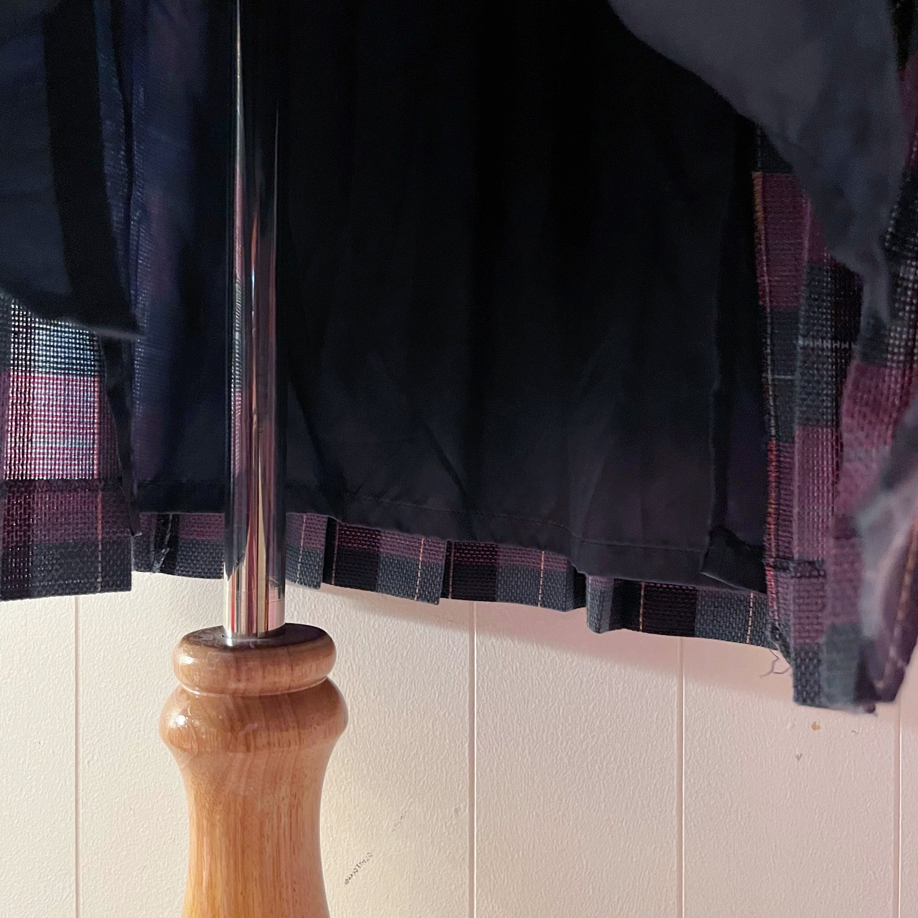 pink green check pleats skirt