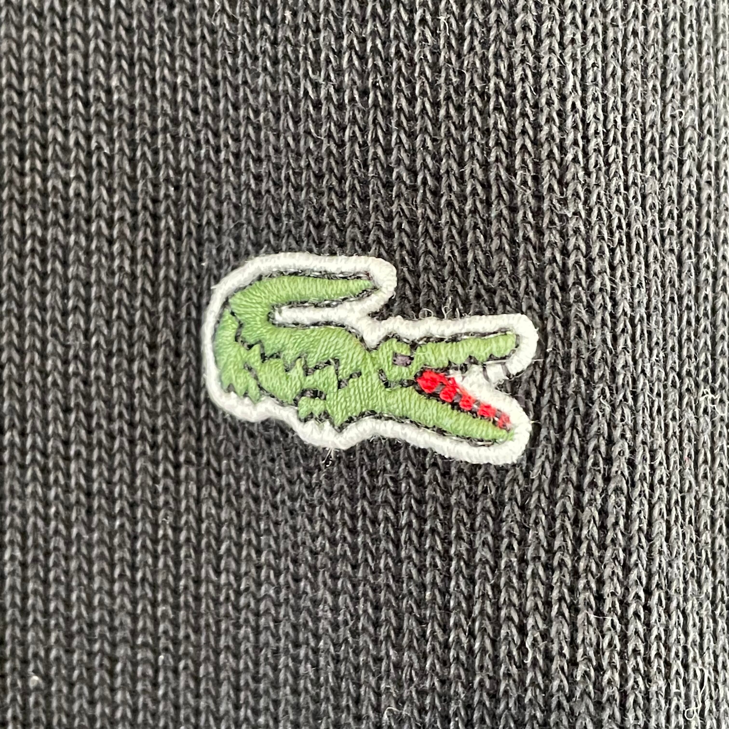 ラコステ　LACOSTE　ハーフジップ　スウェットトレーナー　刺繍　一点物