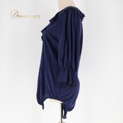 社交ダンス 衣装 レオタード ネイビー系 チャコット Chacott 紺 フリル トップス 無地 シンプル レッスン 練習 上品 かわいい ダンス衣装 華やか シック 落ち着いた色 ストレッチ 伸縮