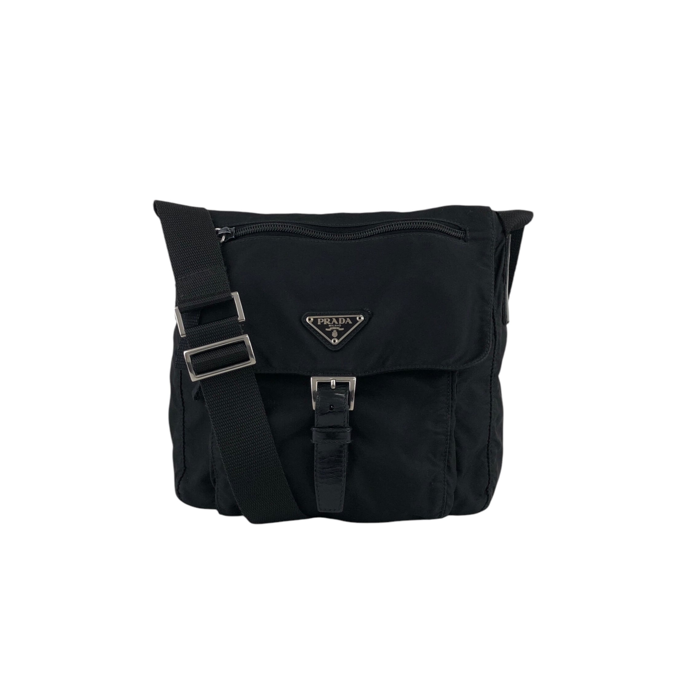 PRADA プラダ ショルダーバッグ ブラック トライアングルロゴ フロント