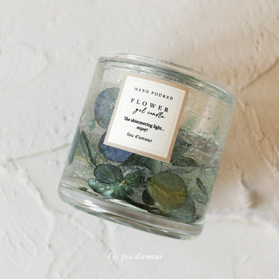 紫陽花のフラワージェルキャンドルホルダー｜ドライ-ディープパー