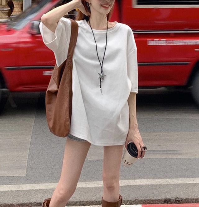 レディース トップス カットソー Tシャツ 丈長 半袖 ラウンドネック 襟なし 背中開き オーバーサイズ かわいい シンプル カジュアル おしゃれ ラフ ルーズ 存在感 ベーシック アクティブ リラックス 無地 春 夏 秋 ロングシーズン 学生 デート お出かけ イベント 公園 女子会 休日 ショッピング コンサート ライブ お花見 カフェ 韓国 オルチャン 楽ちん 体型カバー プチプラ 普段使い 着回し モテ インスタ映え 定番 S M L XL 2XL 小さいサイズ 大きいサイズ ゆったり ゆる