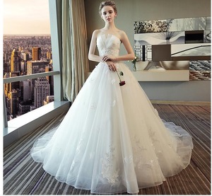 ★送料無料★(M)9号☆刺繍とチュ－ルのウェディング仕様のドレス(OPN2449)