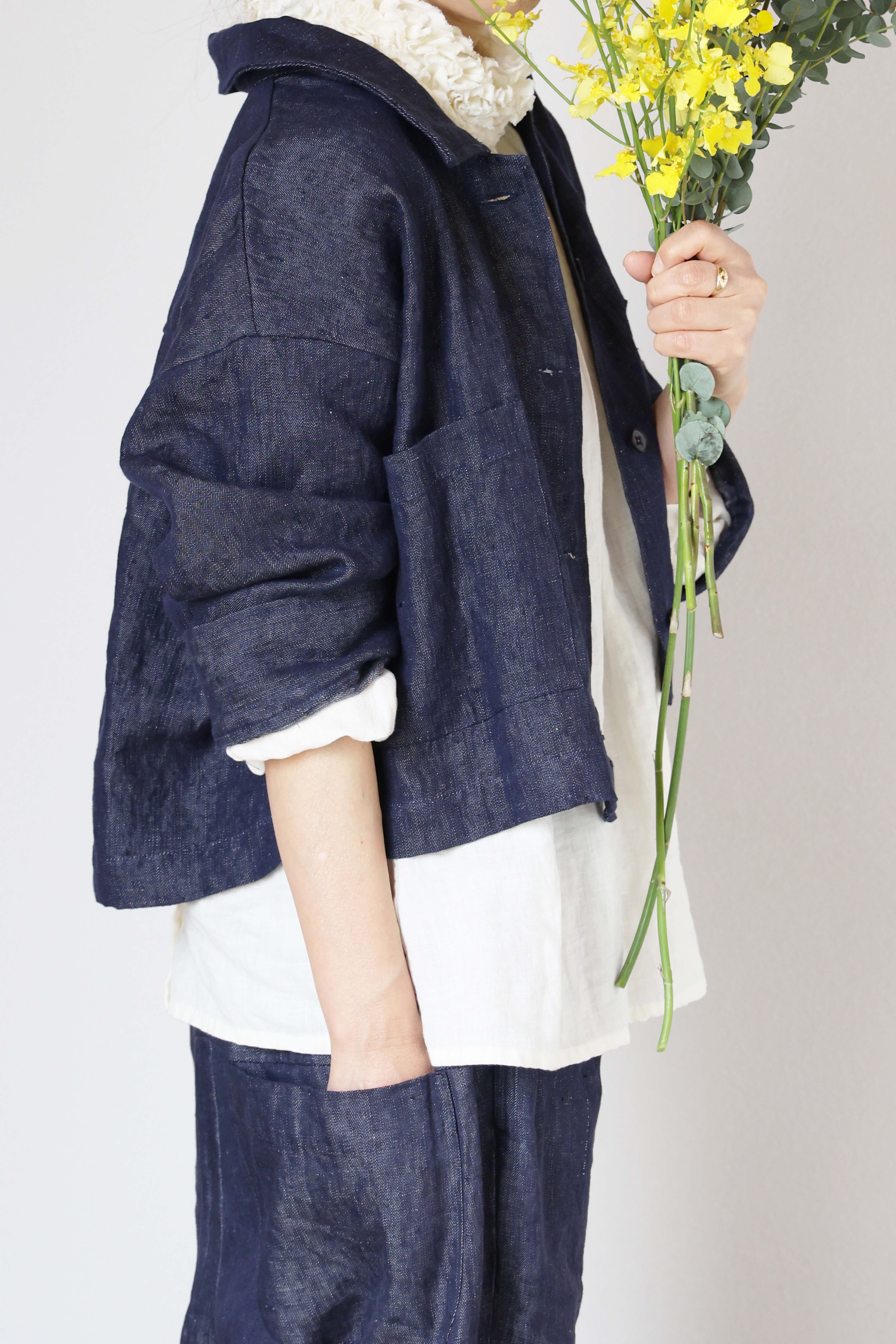 リネンショートジャケット | motomi.m online store