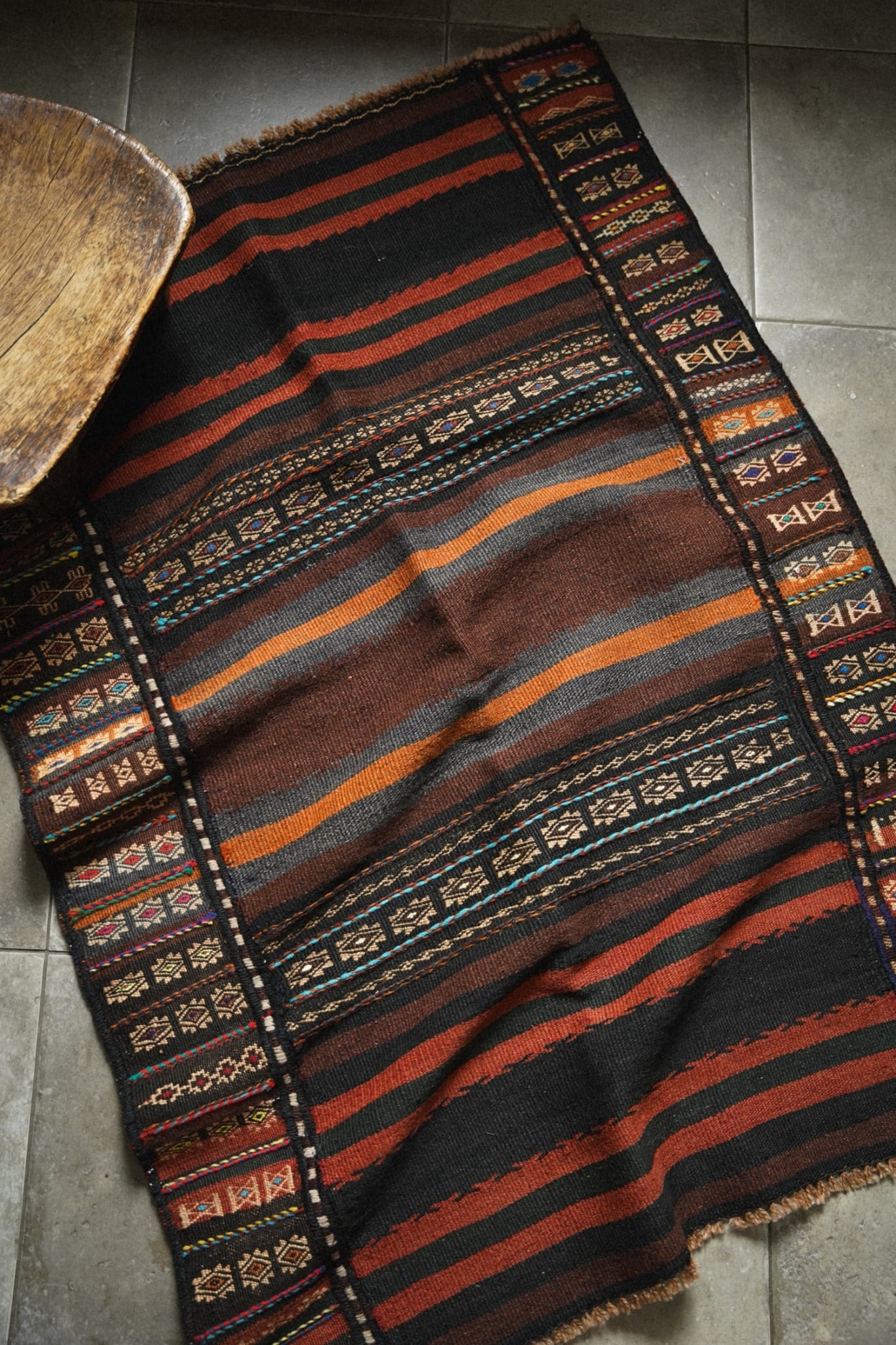 1845-Vintage Afghan Mokhari killim