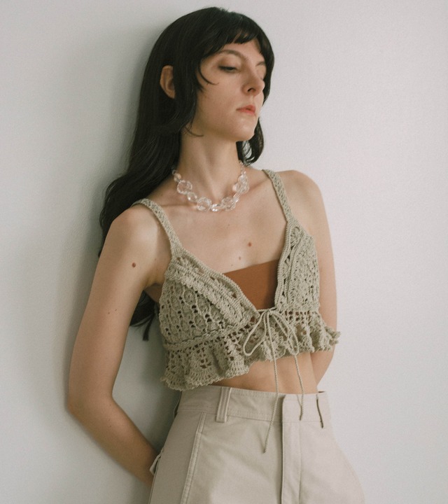 Crochet frilly bustier・C/#beige