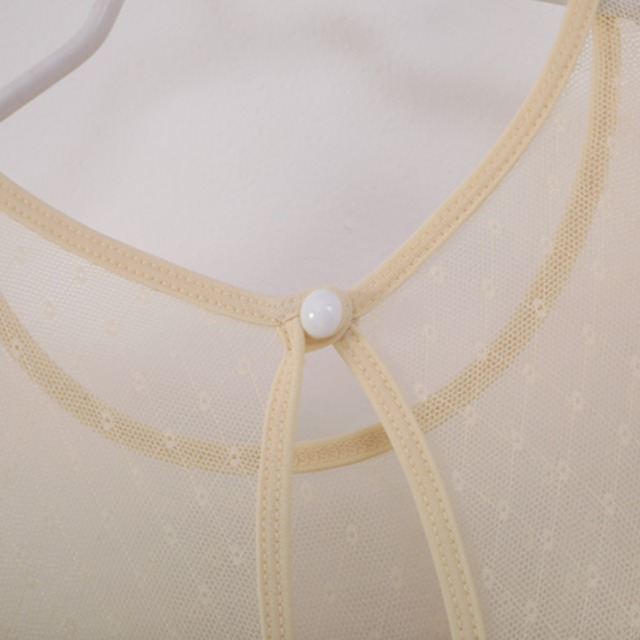 ドットメッシュ アシンメトリーベルスリーブ フレアドレス 3col　D00386