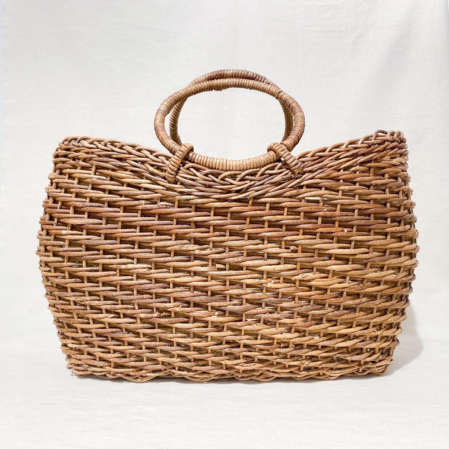 あけび蔓細工 手提げ 妻胴張ホラ編リング手 東北スタンダードマーケット