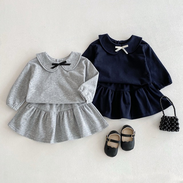 ,女の子 長袖スウェット×スカート セットアップ
