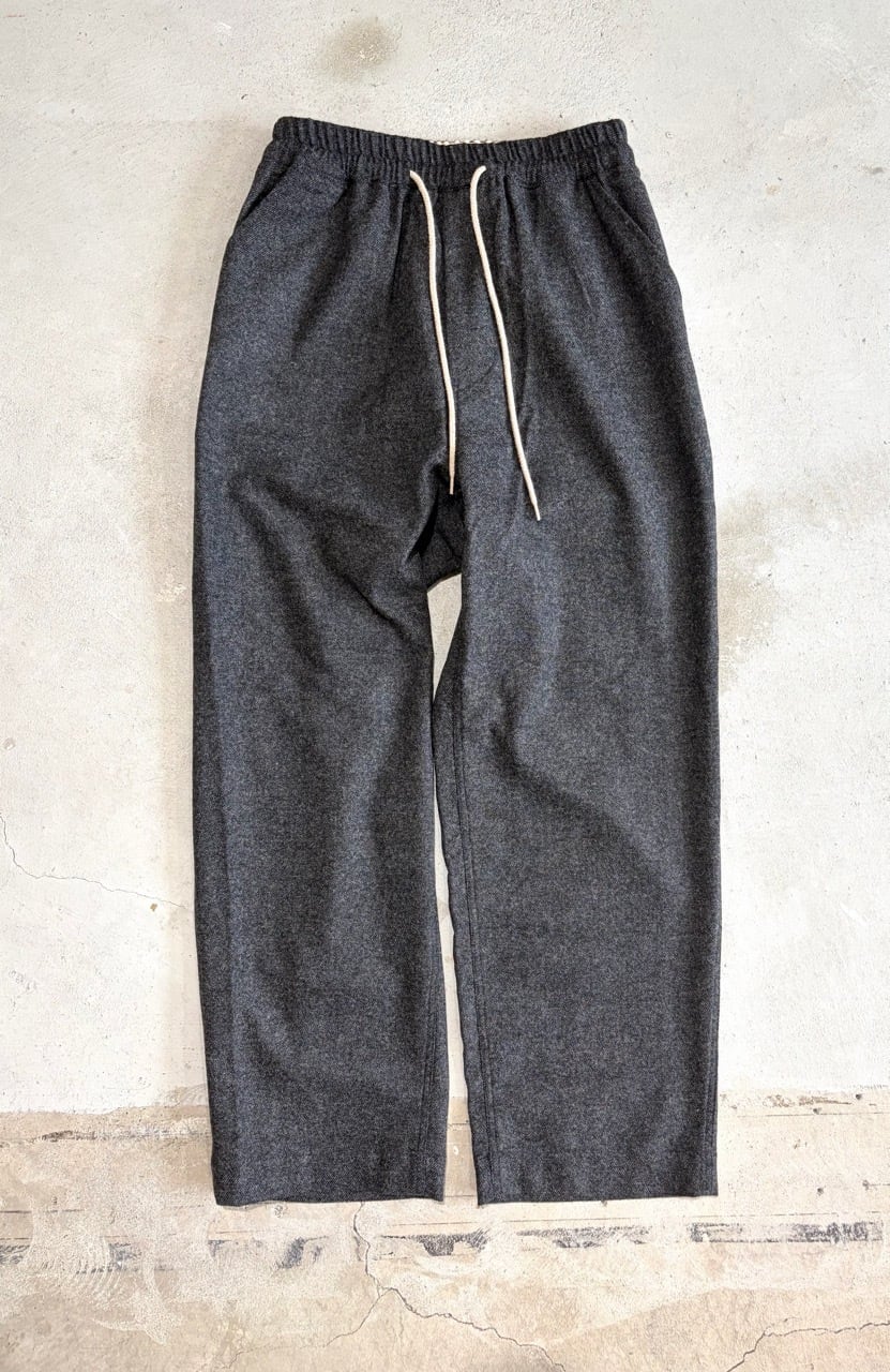 Brushed Cotton Pony Zipフーディー/イージーパンツ H.UNIT] Wool Twill Eazy Pants H-PT118 black エイチユニット ウール