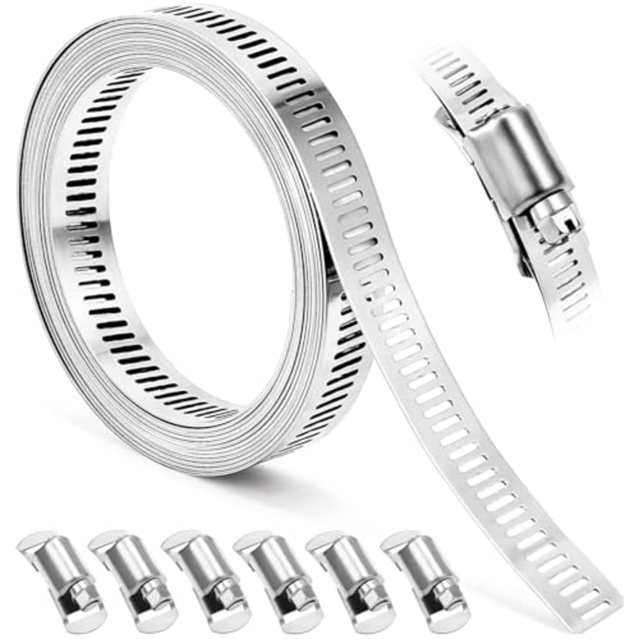 ホースクランプ 長さ3m 幅12.7mm ファスナー6個 ステンレス 長さ調整 ダクトバンド 機械配管水道管配管換気ダクト用