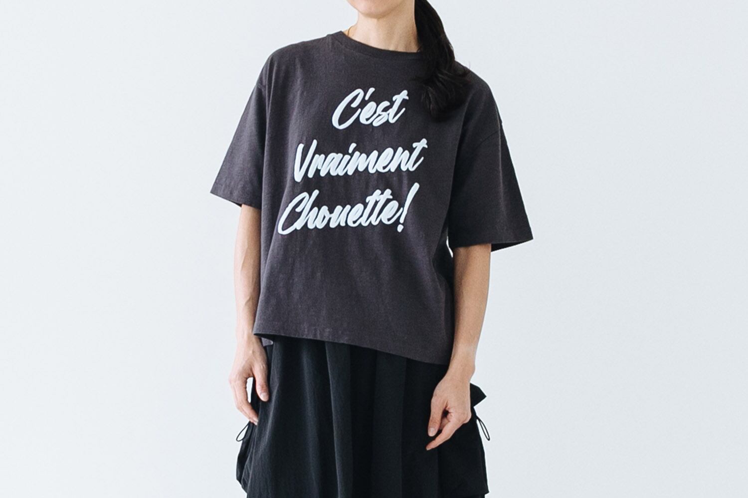 ソフトスラブ ショートスリーブプリントTEE "C'est Vraiment Chouette! "