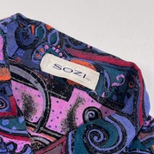 SOZI ソジ エスニック アート デザイン 長袖 レーヨンシャツ 柄シャツ L/マルチカラー メンズ